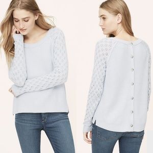 LOFT Pointelle Button Back Sweater